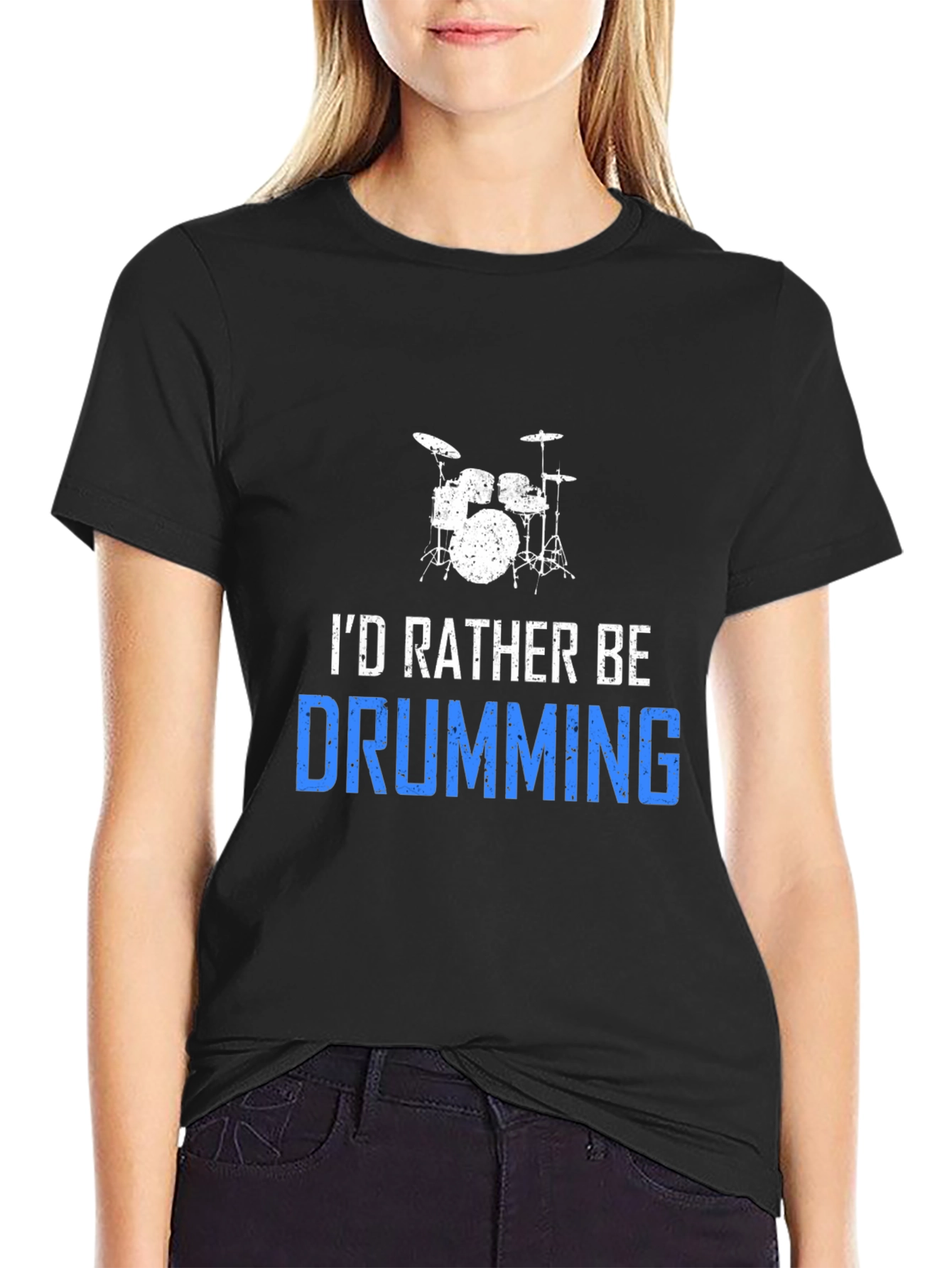 Id Rather Be Drumming T-Shirt - Black