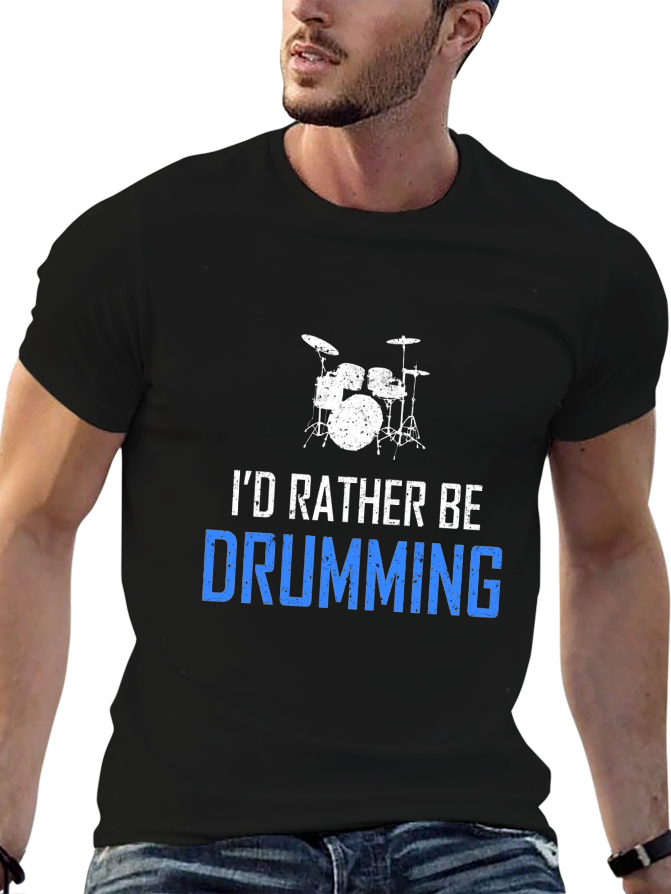 Id Rather Be Drumming T-Shirt - Black