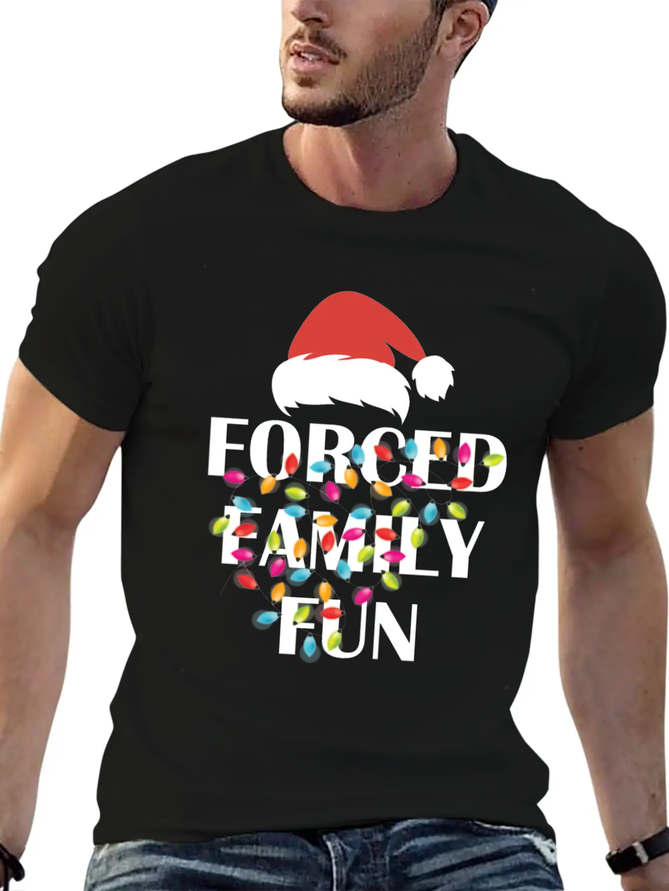 Forced Family Fun Sarcastic Christmas Unisex Casual T-Shirt – Clean Design For Daily Comfort