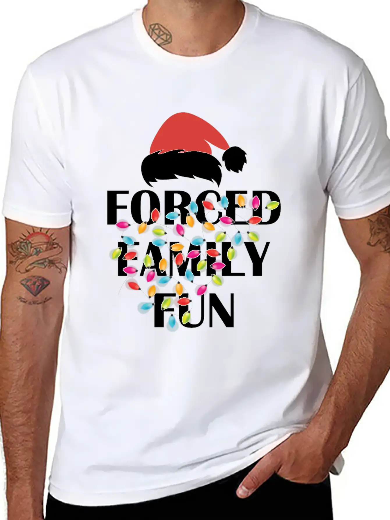 Forced Family Fun Sarcastic Christmas Unisex Casual T-Shirt – Clean Design For Daily Comfort