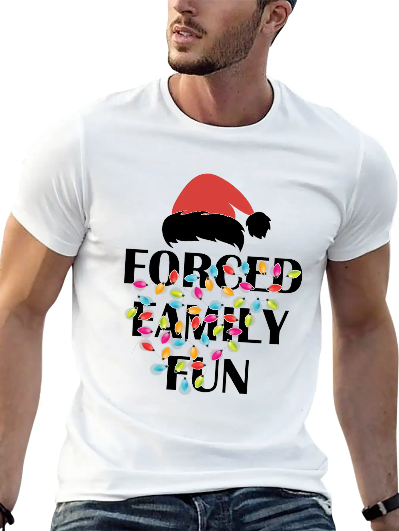 Forced Family Fun Sarcastic Christmas Unisex Casual T-Shirt – Clean Design For Daily Comfort