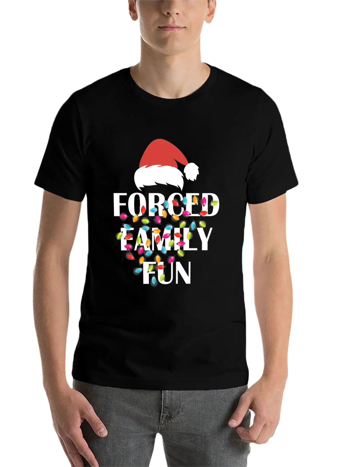 Forced Family Fun Sarcastic Christmas Unisex Casual T-Shirt – Clean Design For Daily Comfort