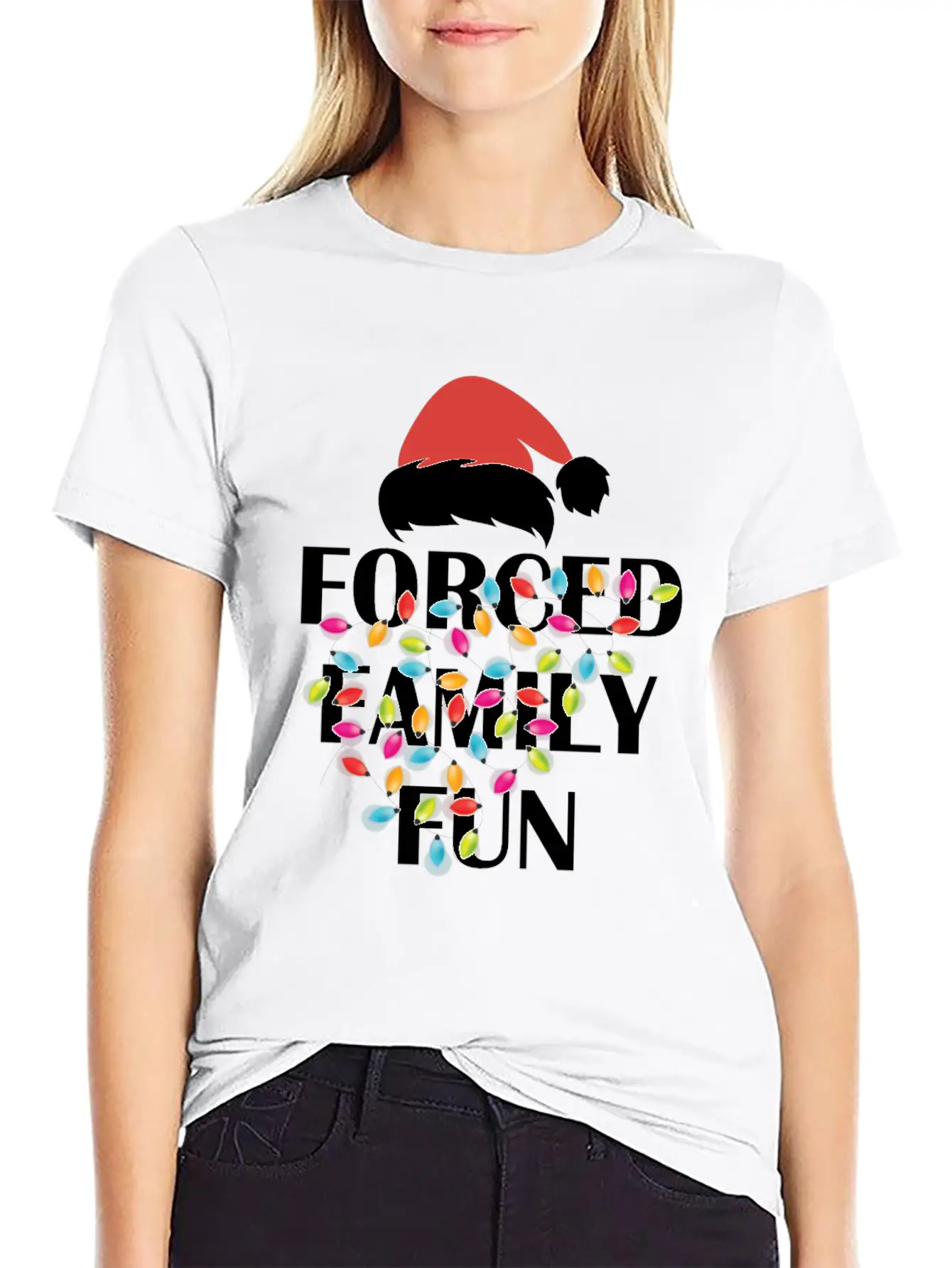 Forced Family Fun Sarcastic Christmas Unisex Casual T-Shirt – Clean Design For Daily Comfort