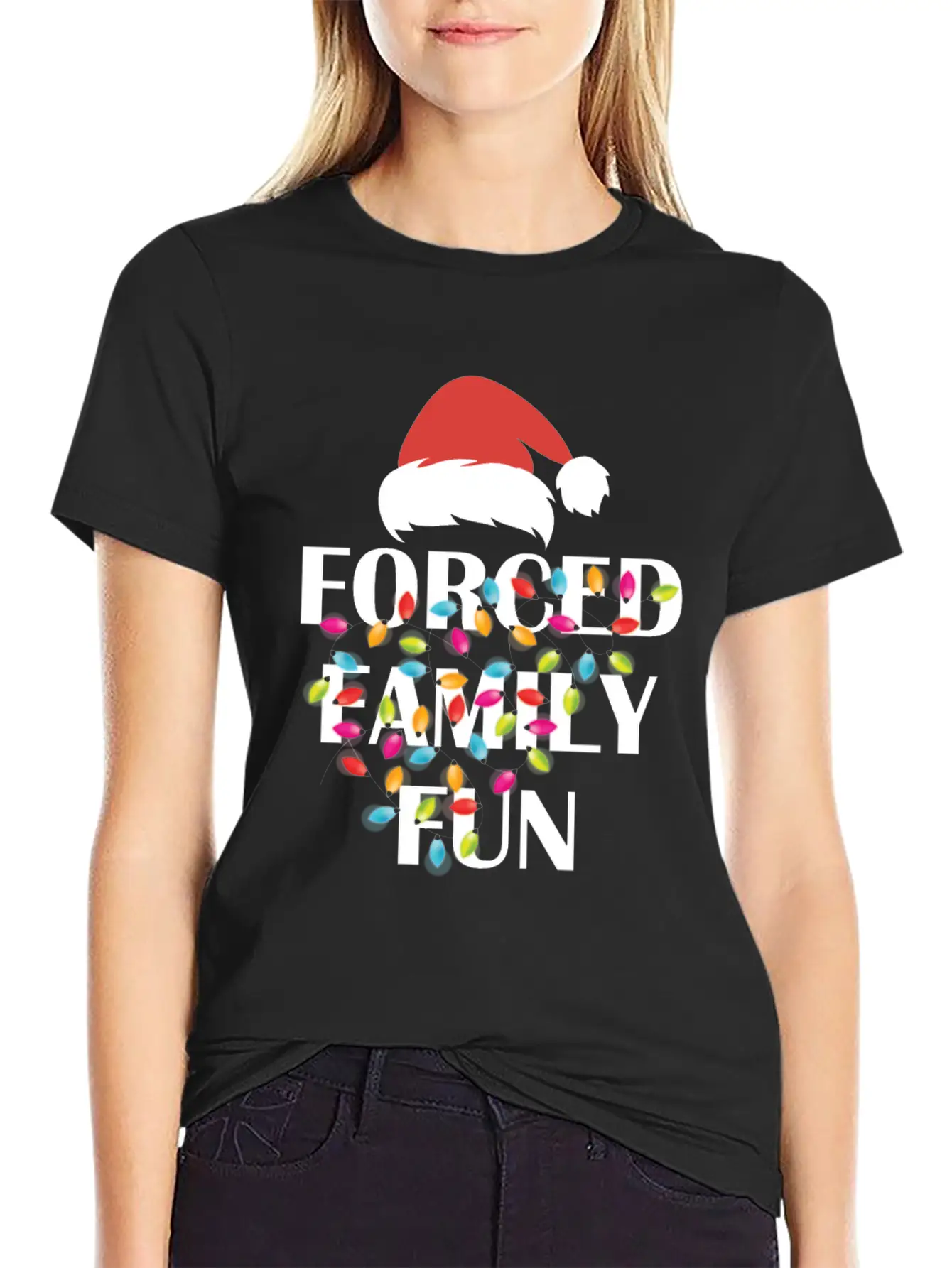 Forced Family Fun Sarcastic Christmas Unisex Casual T-Shirt – Clean Design For Daily Comfort