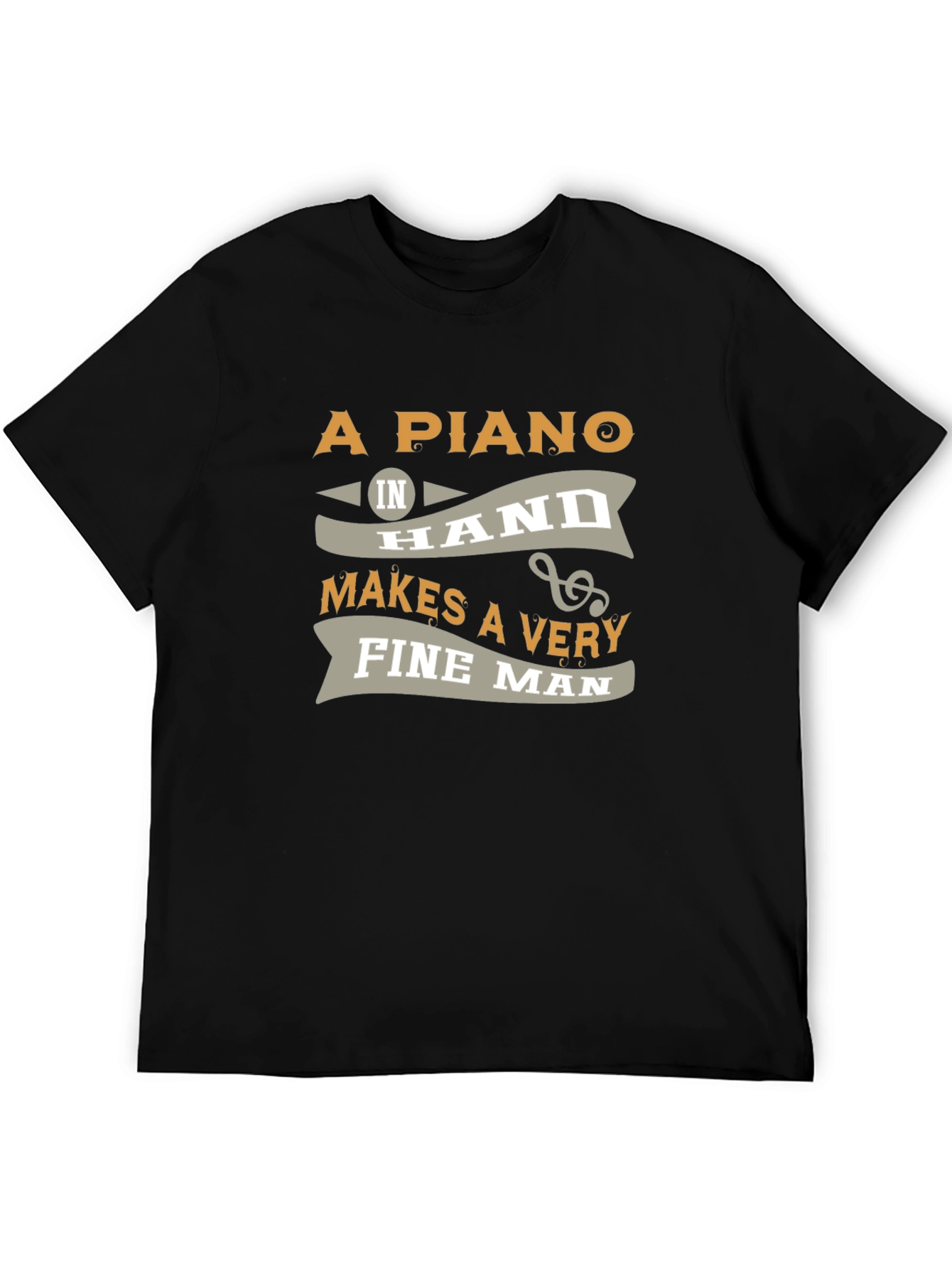 Piano Hand Fine Man Black T-Shirt