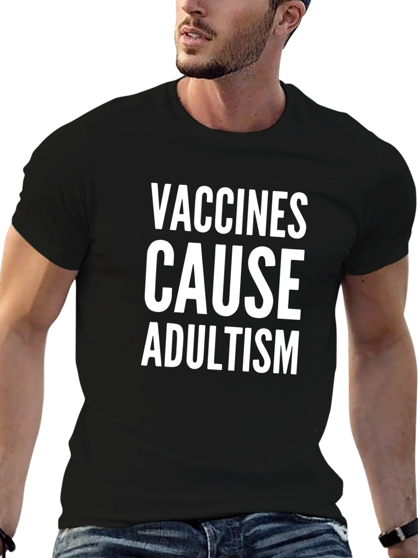 Vaccines Cause Adultism Black T-Shirt