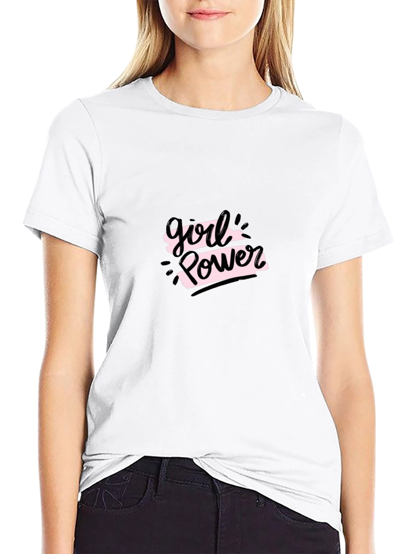 Girl Power Black Graphic Tee - Empowering Style