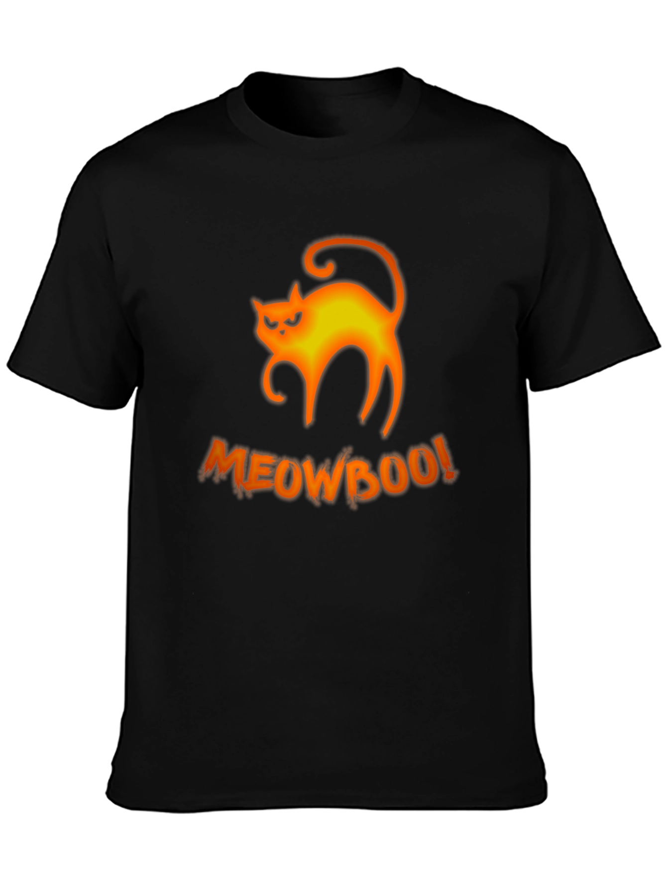 Halloween MeowBoo Cat Graphic Black T-Shirt