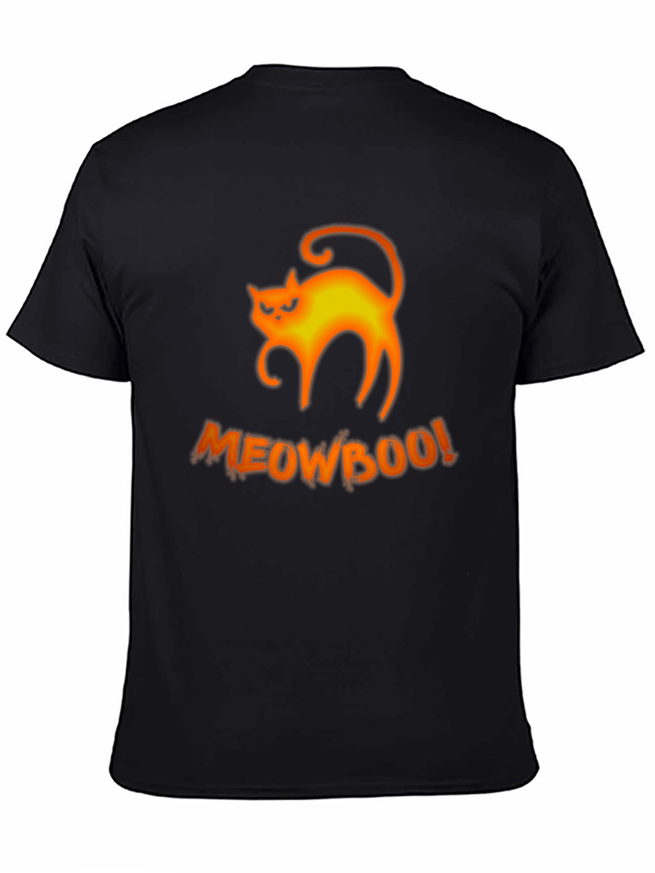 Halloween MeowBoo Cat Graphic Black T-Shirt