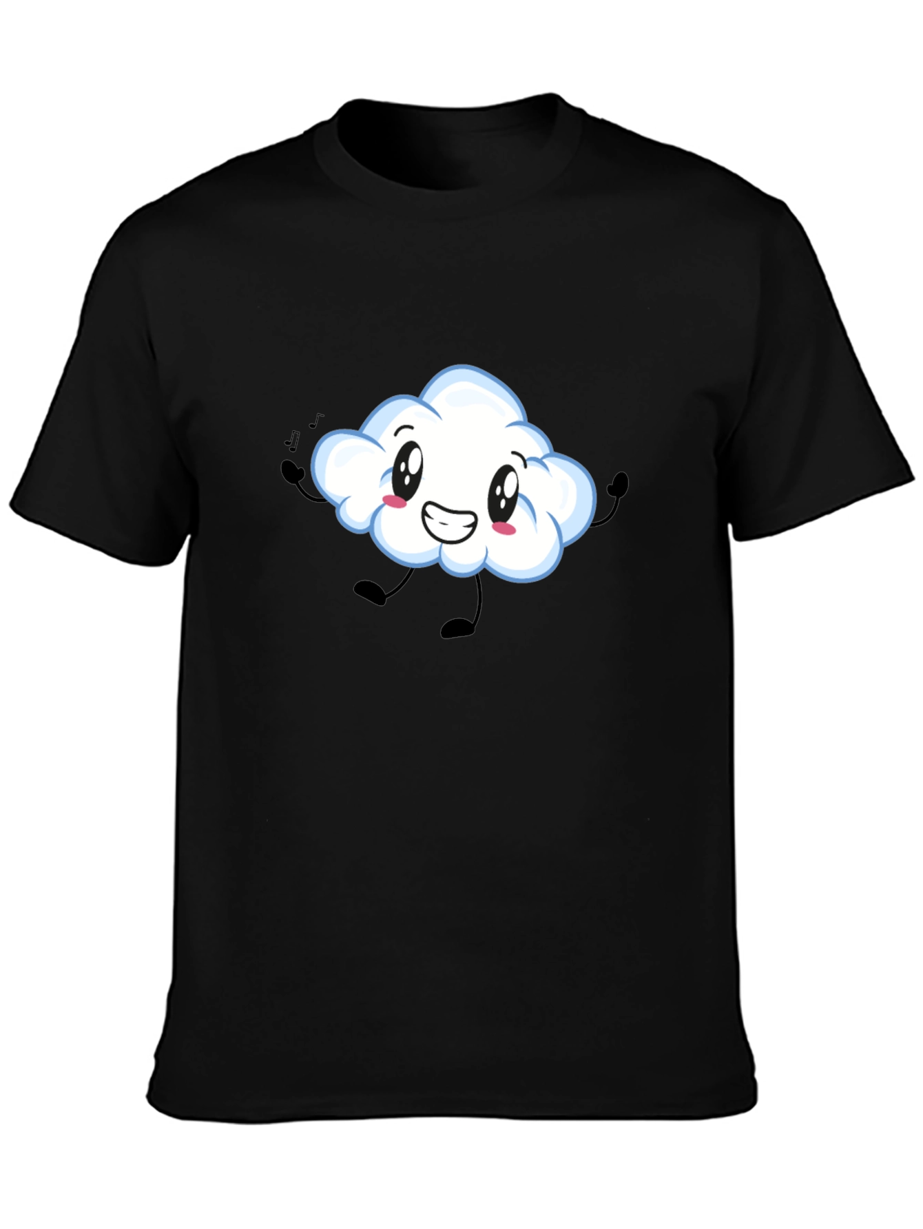 Cute Cloud Graphic Print Black T-Shirt