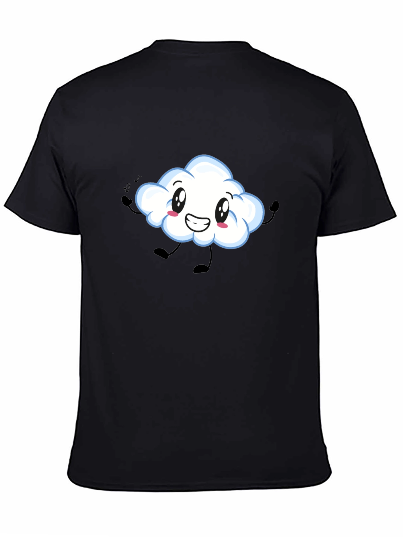 Cute Cloud Graphic Print Black T-Shirt