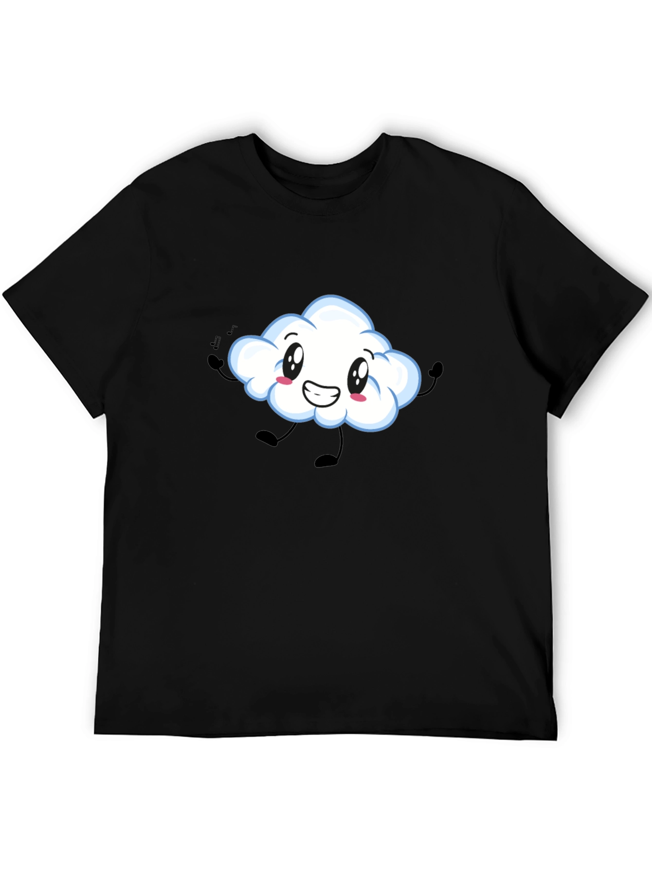 Cute Cloud Graphic Print Black T-Shirt