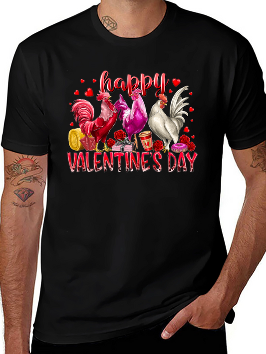 Happy Valentines Day Rooster Graphic Tee