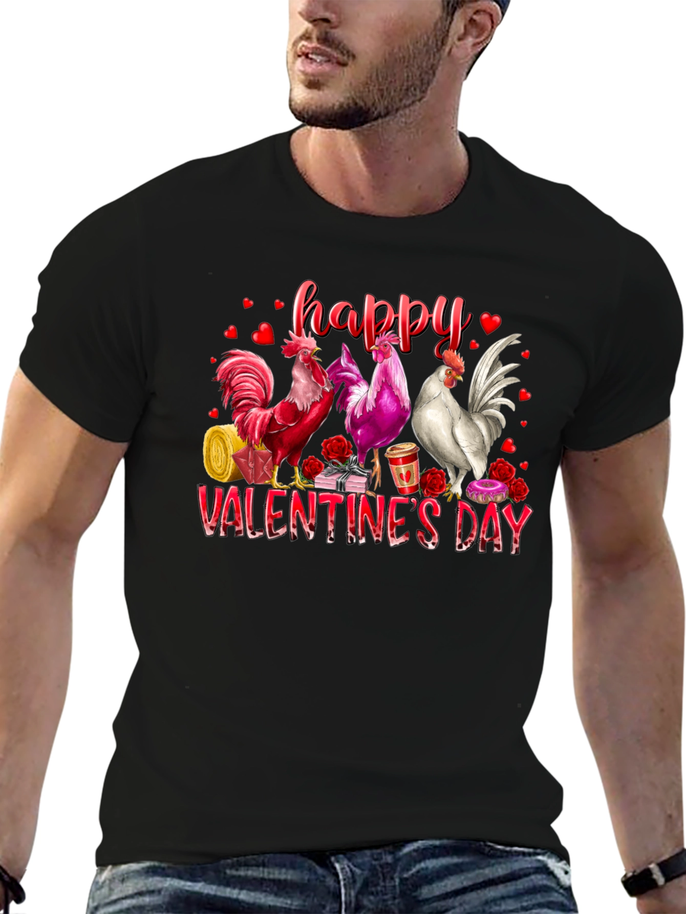 Happy Valentines Day Rooster Graphic Tee