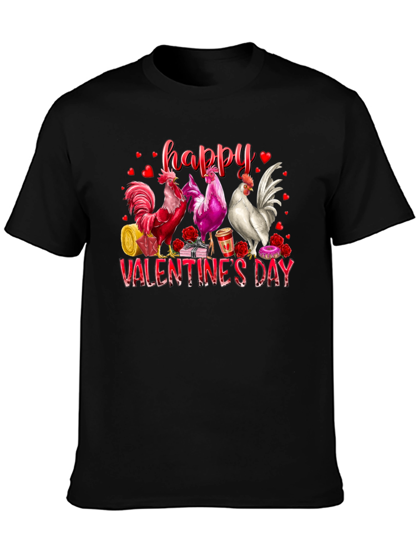Happy Valentines Day Rooster Graphic Tee