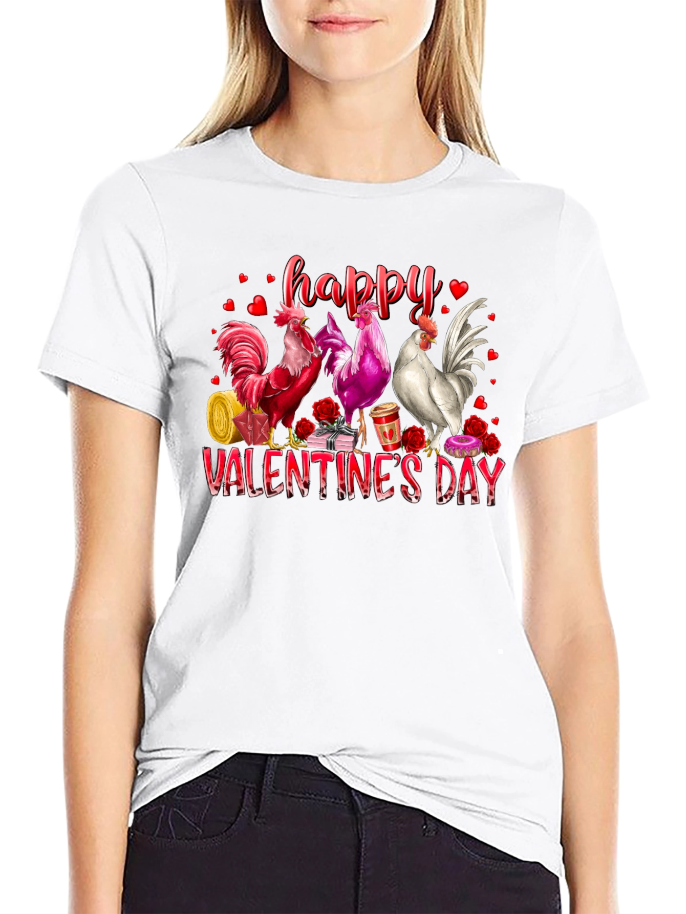 Happy Valentines Day Rooster Graphic Tee