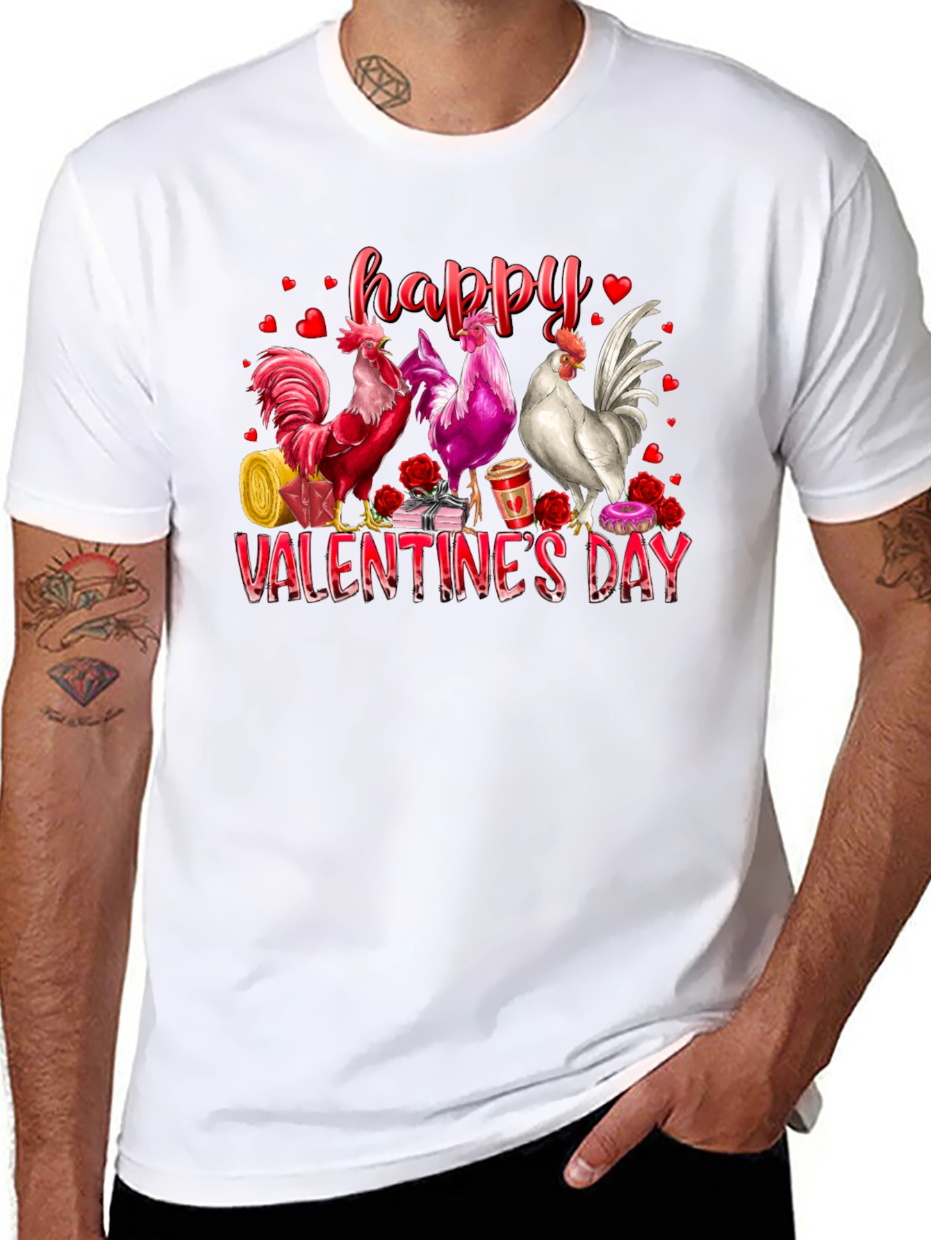 Happy Valentines Day Rooster Graphic Tee