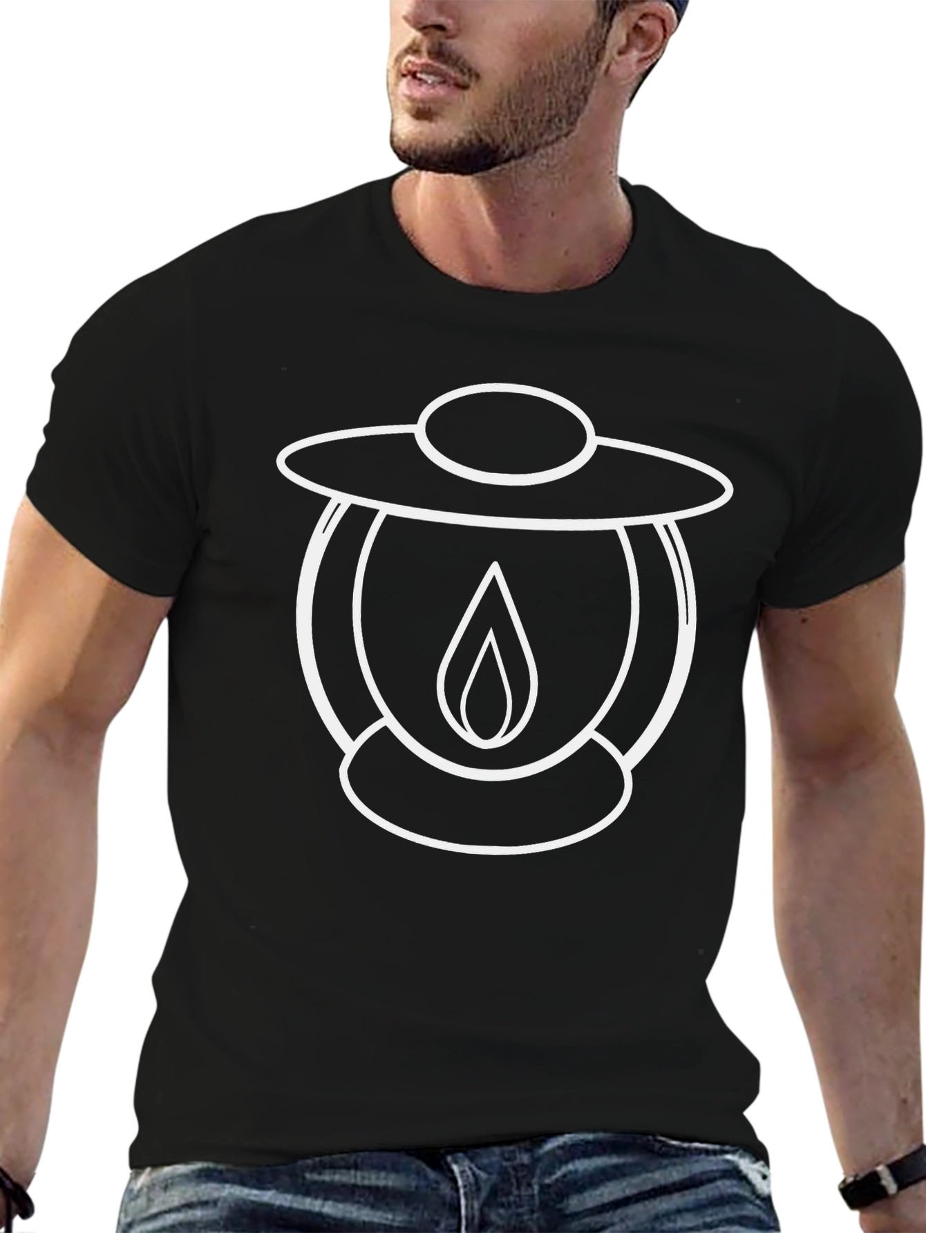 Lantern Graphic Tee - Black Cotton Casual T-Shirt