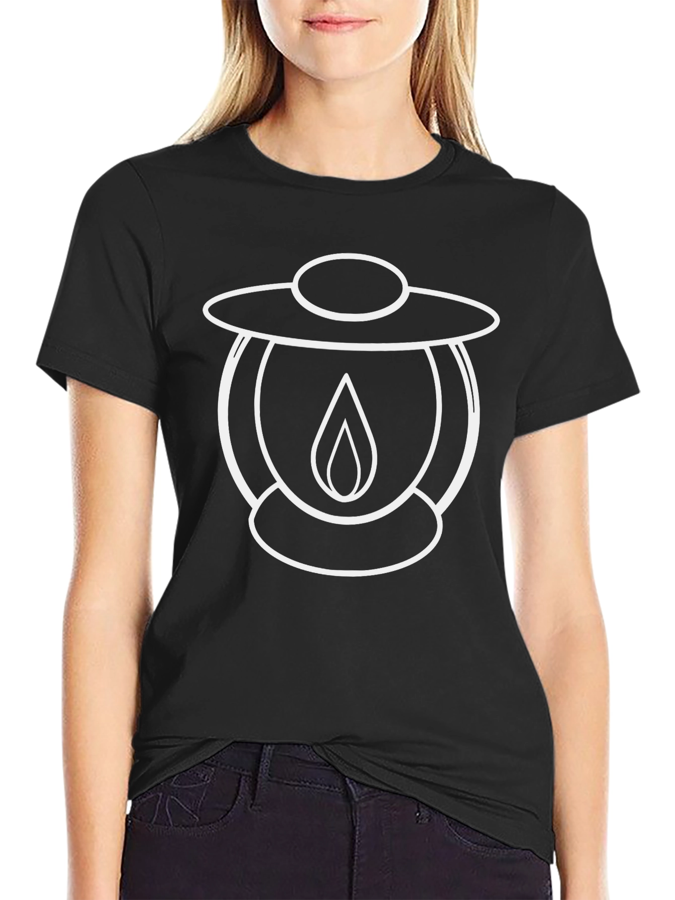 Lantern Graphic Tee - Black Cotton Casual T-Shirt