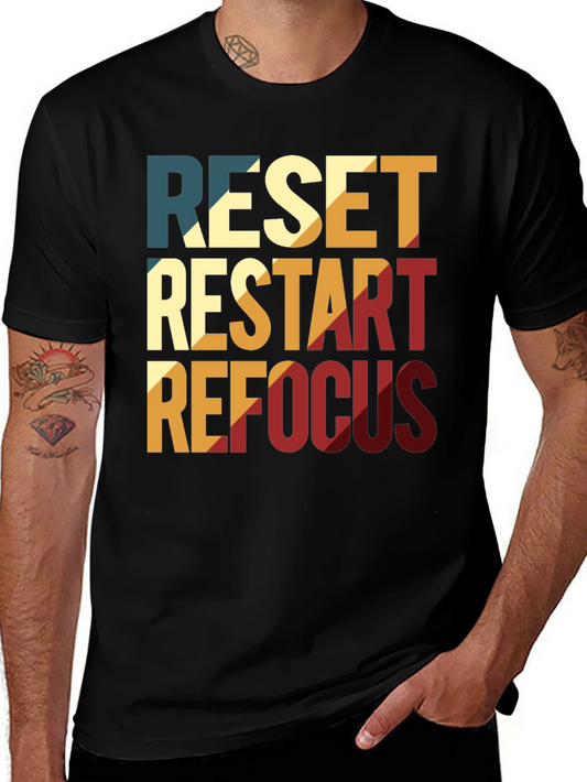 Retro Reset Restart Refocus Graphic T-Shirt