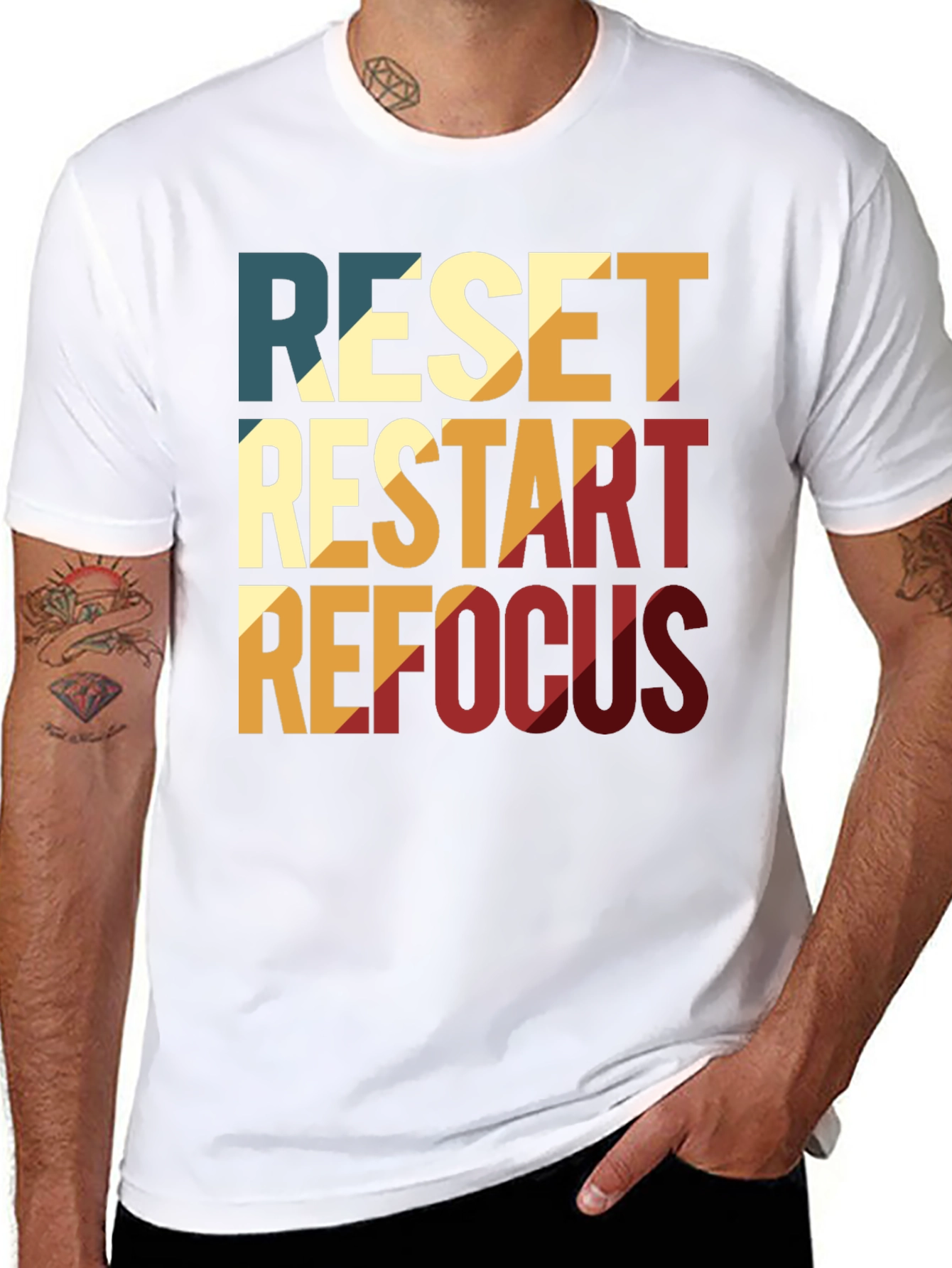 Retro Reset Restart Refocus Graphic T-Shirt