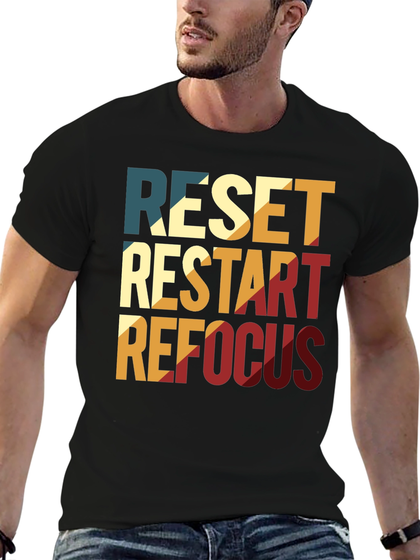 Retro Reset Restart Refocus Graphic T-Shirt