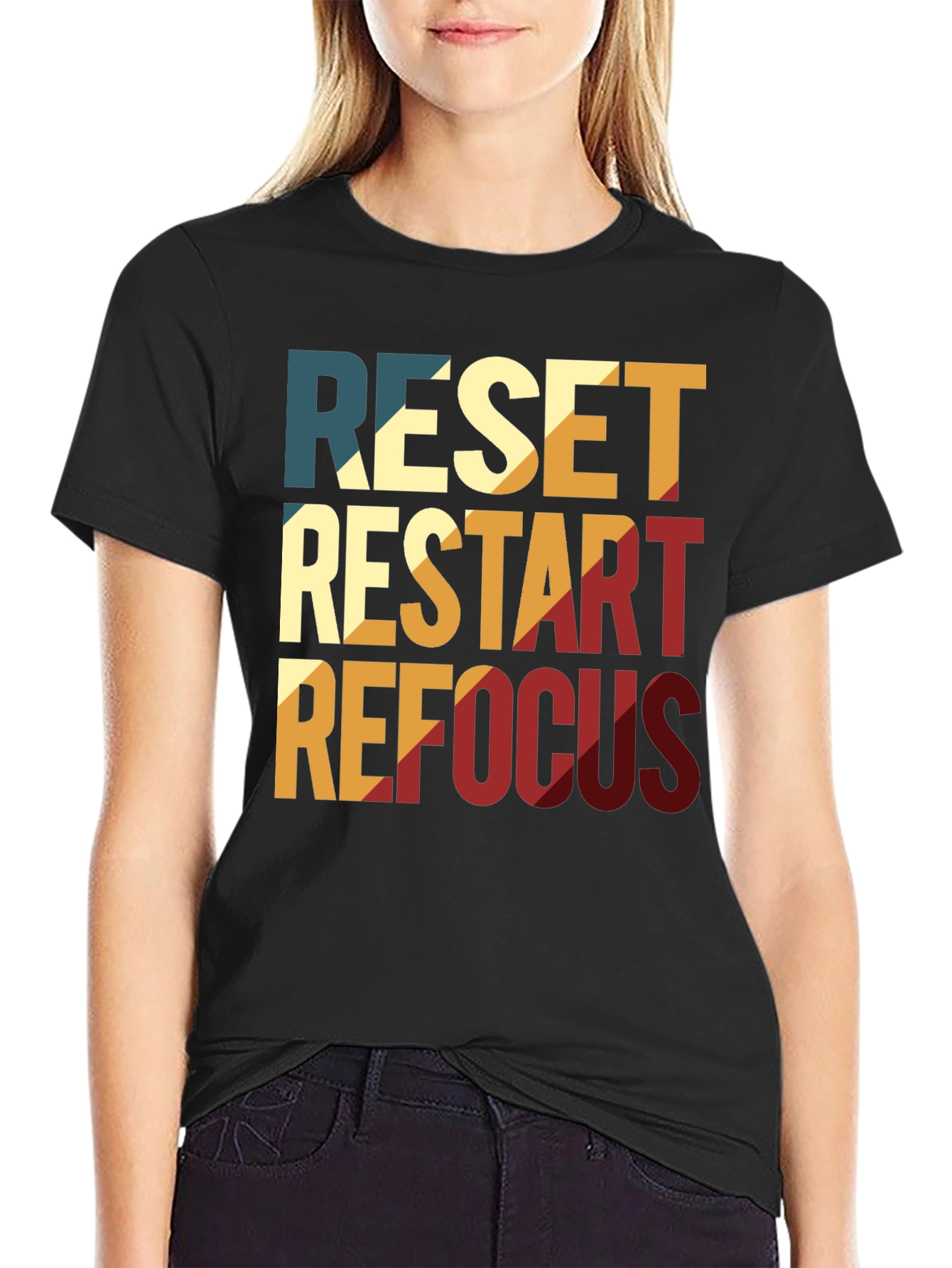 Retro Reset Restart Refocus Graphic T-Shirt