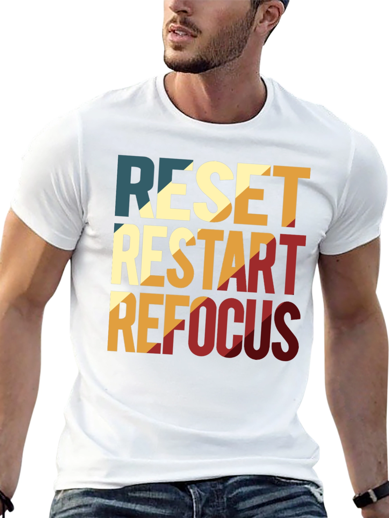 Retro Reset Restart Refocus Graphic T-Shirt