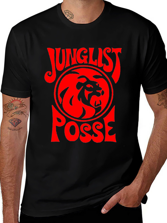 Junglist Posse Graphic Tee - Black Cotton T-Shirt