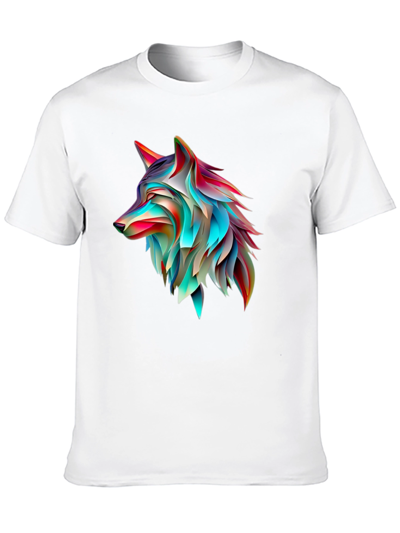 Abstract Wolf Graphic Print Black T-Shirt