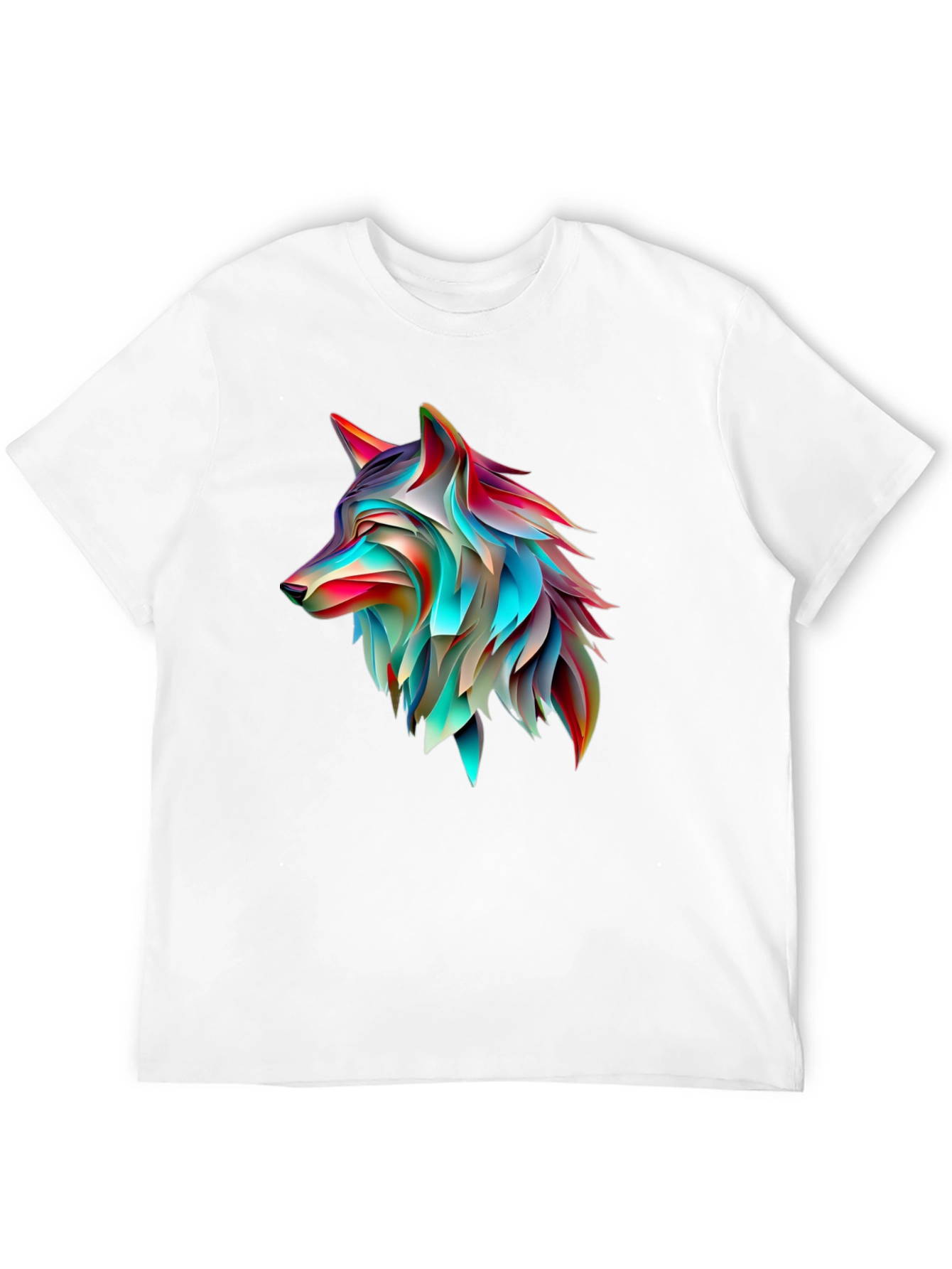 Abstract Wolf Graphic Print Black T-Shirt
