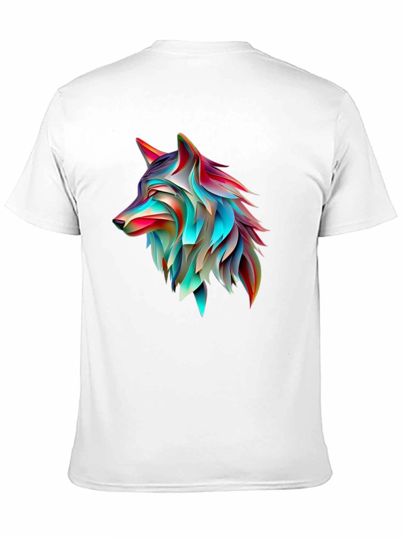 Abstract Wolf Graphic Print Black T-Shirt