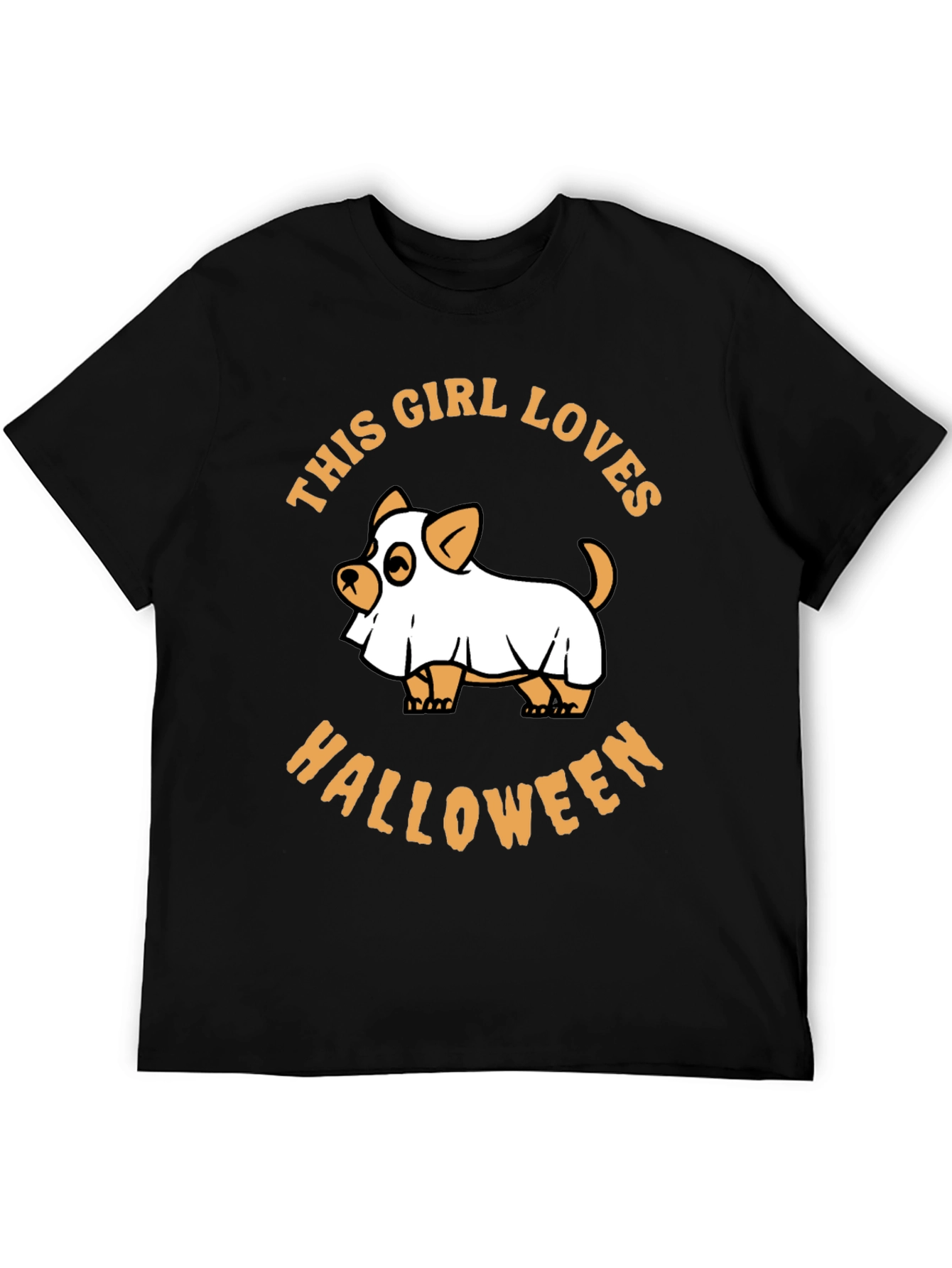 This Girl Loves Halloween Dog Ghost Graphic Tee