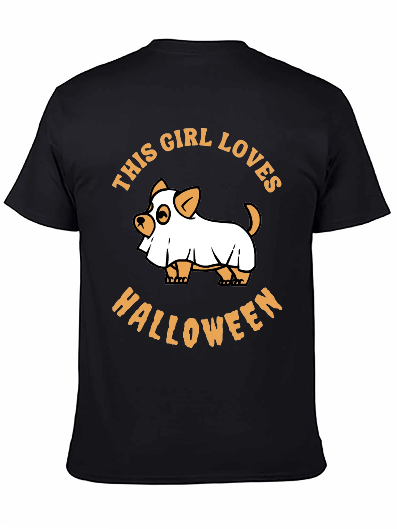 This Girl Loves Halloween Dog Ghost Graphic Tee