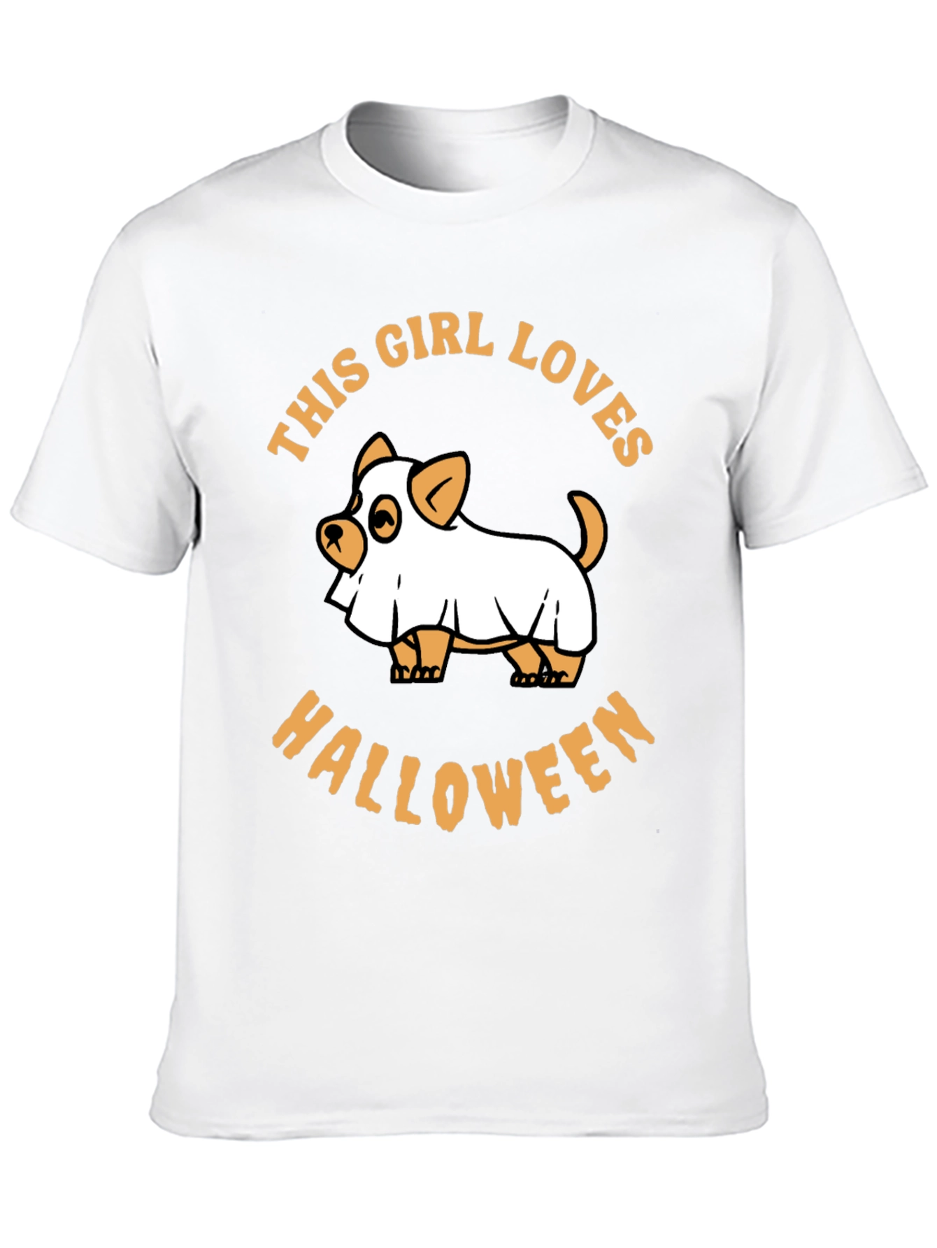 This Girl Loves Halloween Dog Ghost Graphic Tee