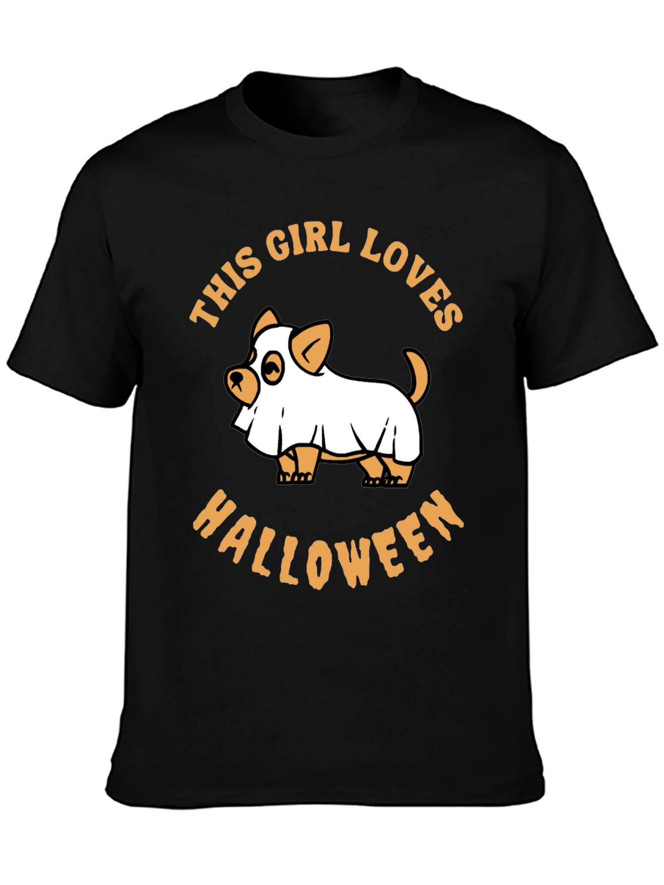 This Girl Loves Halloween Dog Ghost Graphic Tee