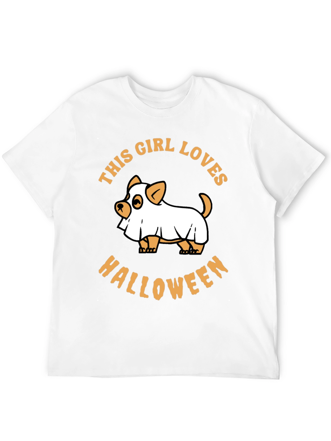 This Girl Loves Halloween Dog Ghost Graphic Tee