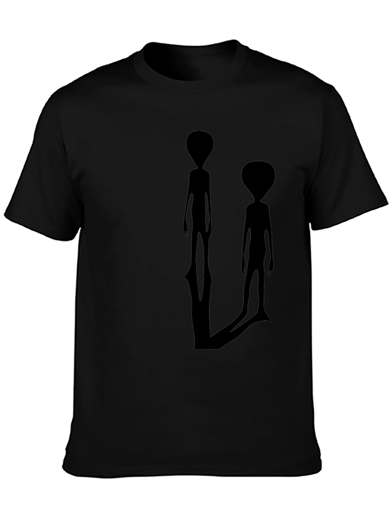 Alien Silhouette Graphic Tee - Black Crew Neck