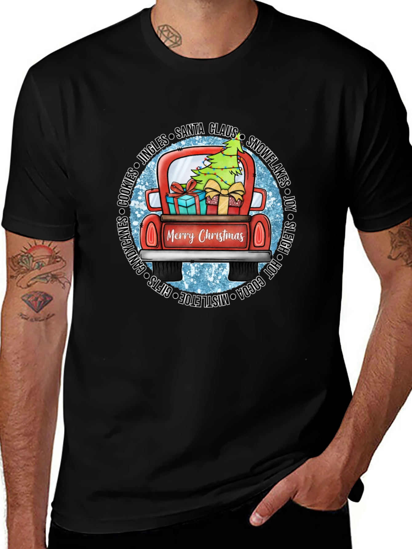 Festive Christmas Truck Graphic Tee - Holiday Cheer