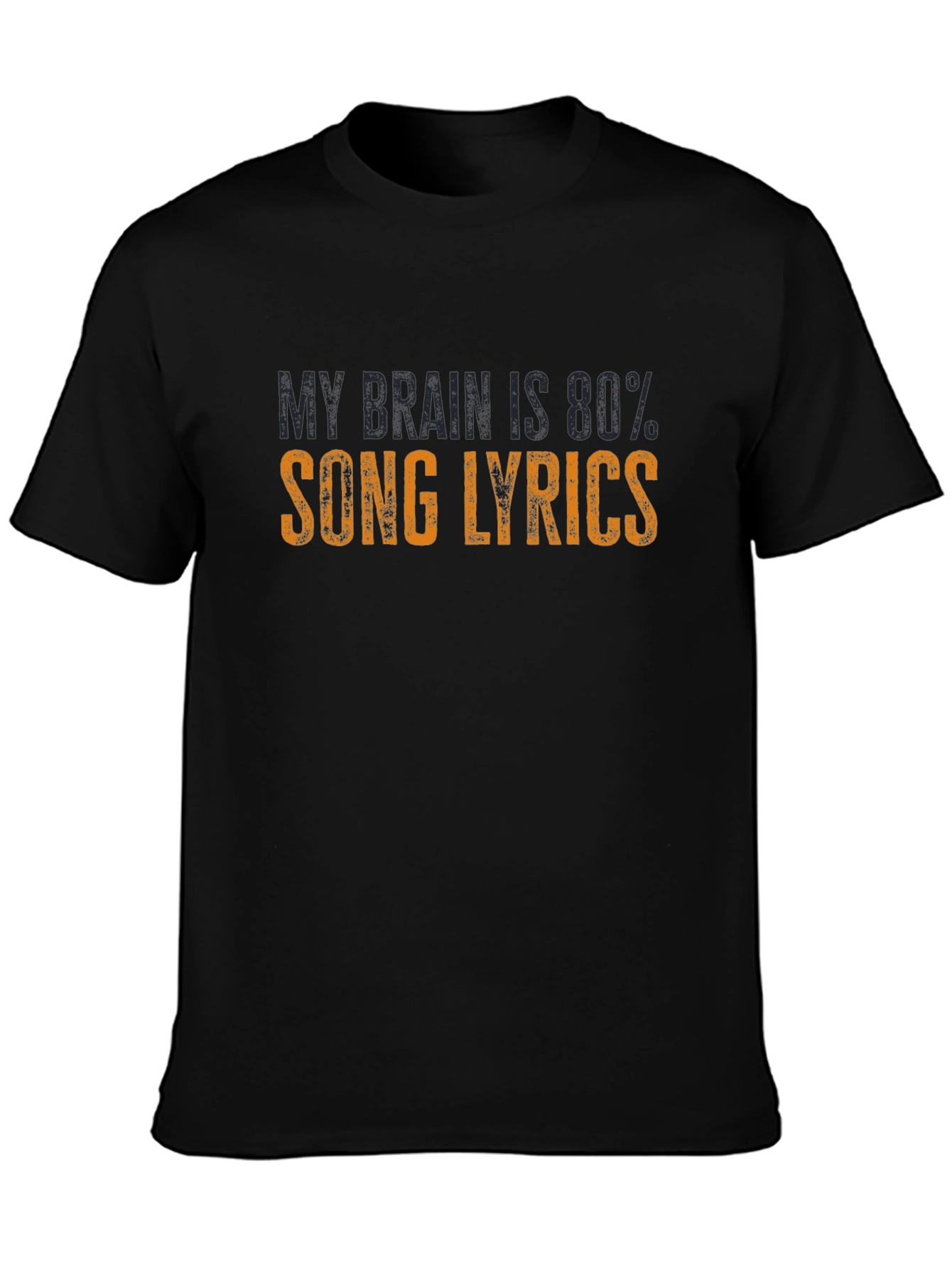 Song Lyrics Brain T-Shirt - Black Cotton Tee