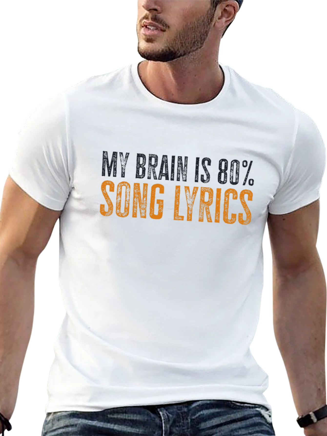Song Lyrics Brain T-Shirt - Black Cotton Tee
