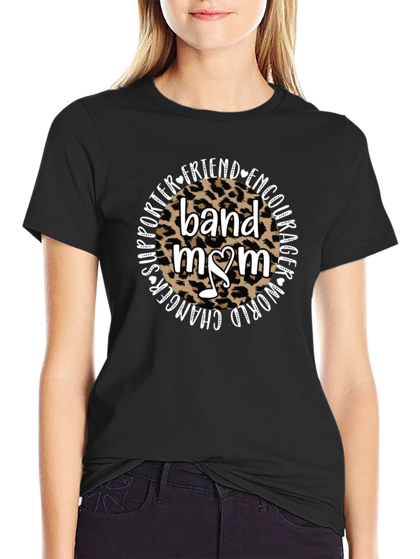 Band Mom Leopard Print Graphic T-Shirt
