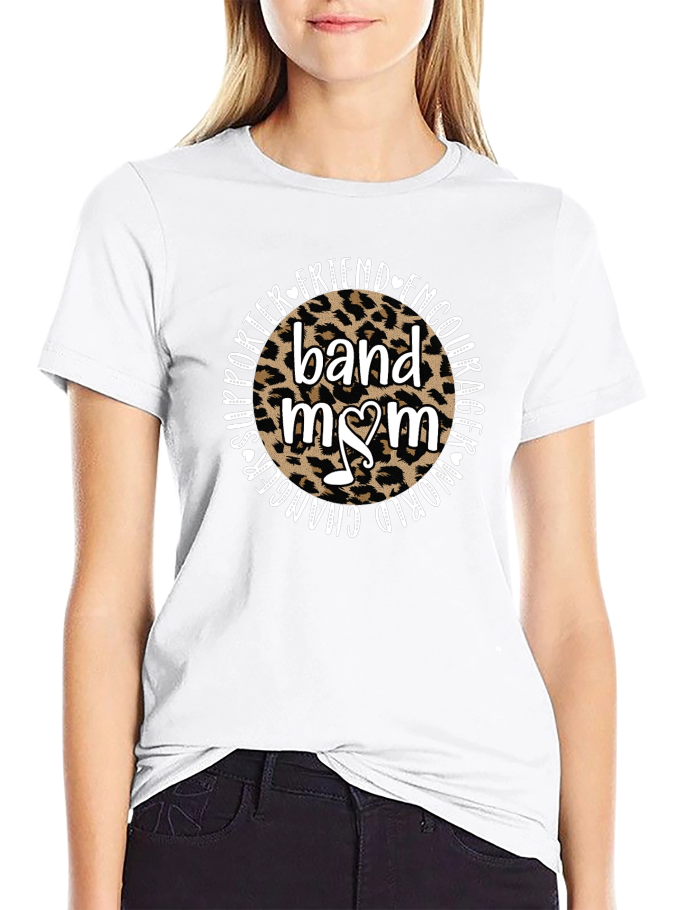 Band Mom Leopard Print Graphic T-Shirt