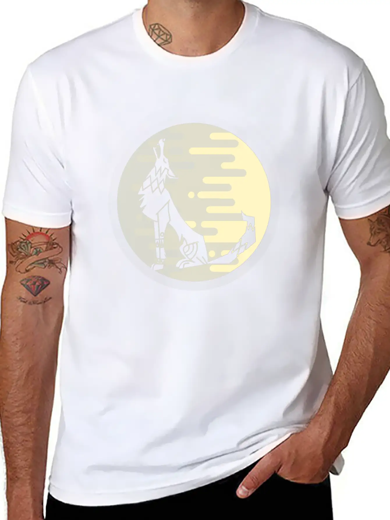 Full Moon Wolf Unisex Casual T-Shirt – Clean Design For Daily Comfort