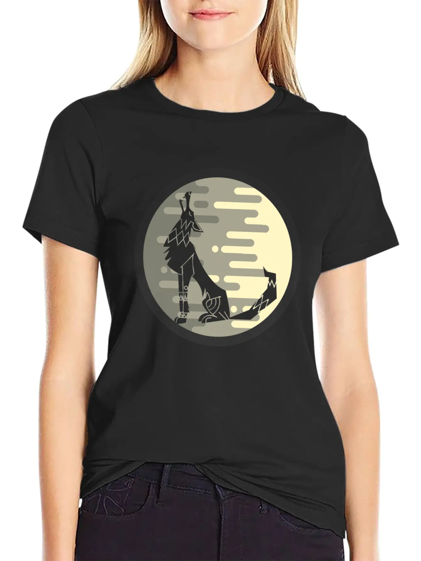 Full Moon Wolf Unisex Casual T-Shirt – Clean Design For Daily Comfort