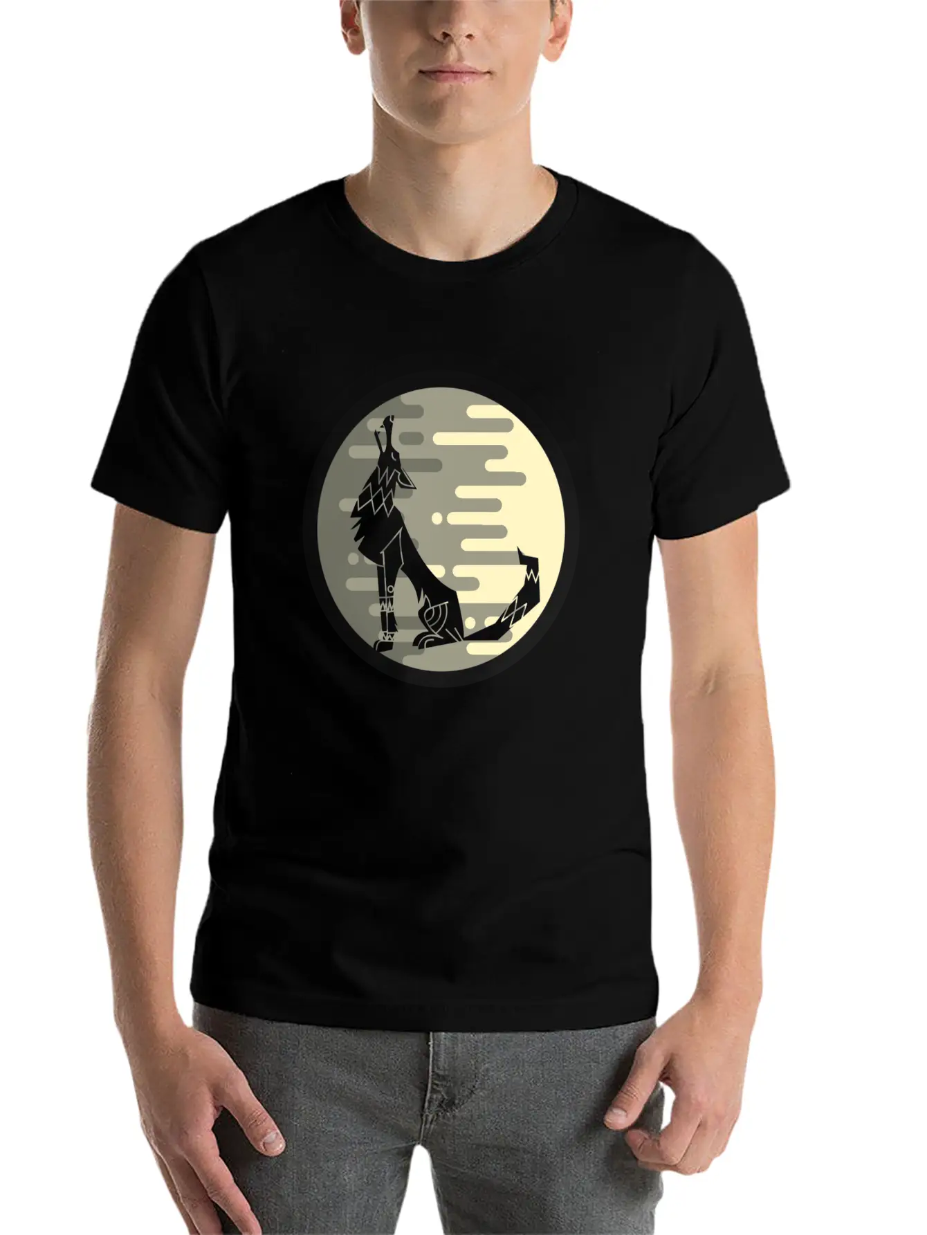 Full Moon Wolf Unisex Casual T-Shirt – Clean Design For Daily Comfort