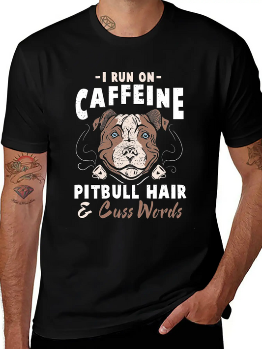 Funny Pitbull Hair And Caffeine T-Shirt Pit Bull F Unisex Casual T-Shirt – Clean Design For Daily Comfort