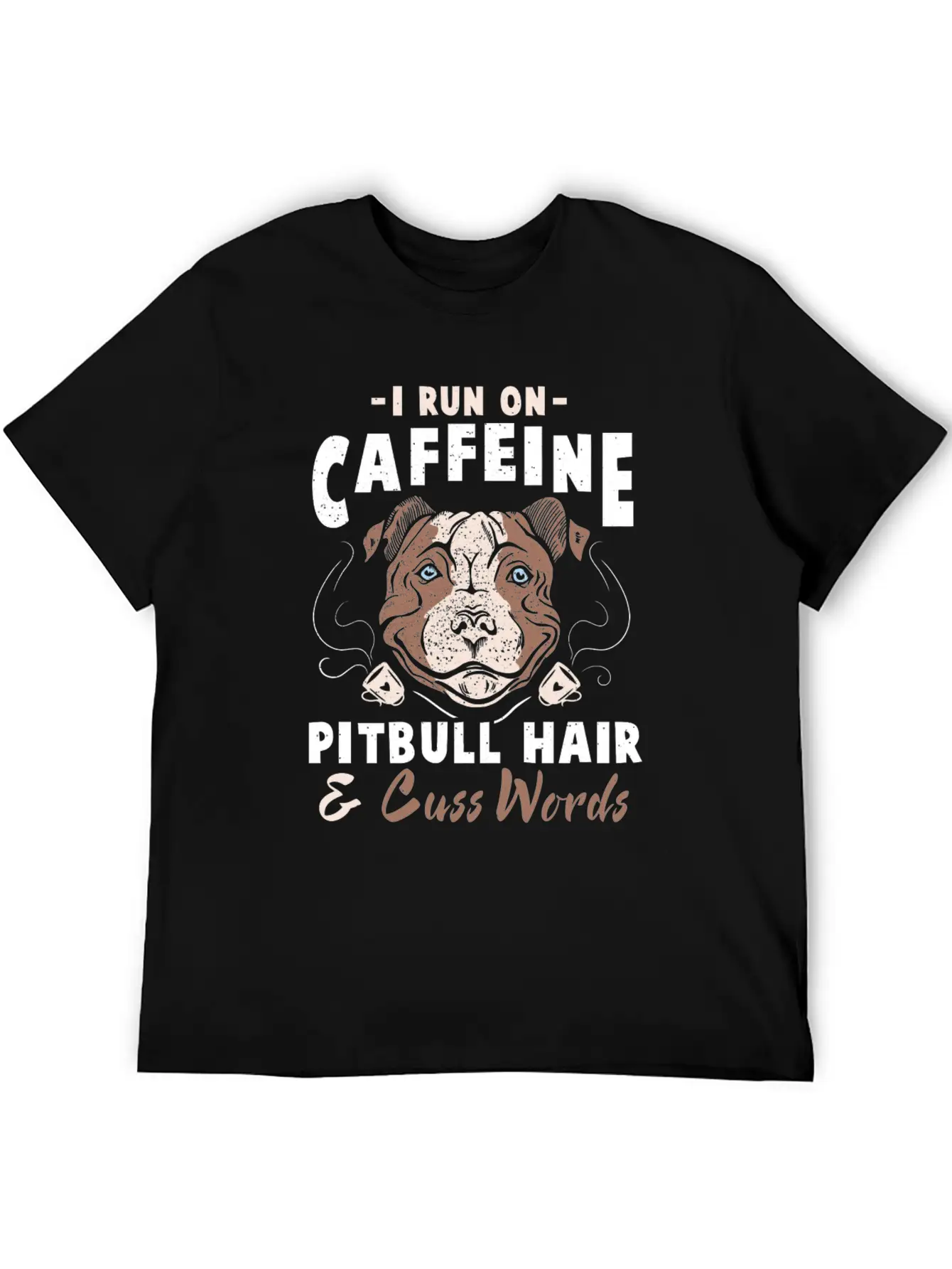 Funny Pitbull Hair And Caffeine T-Shirt Pit Bull F Unisex Casual T-Shirt – Clean Design For Daily Comfort