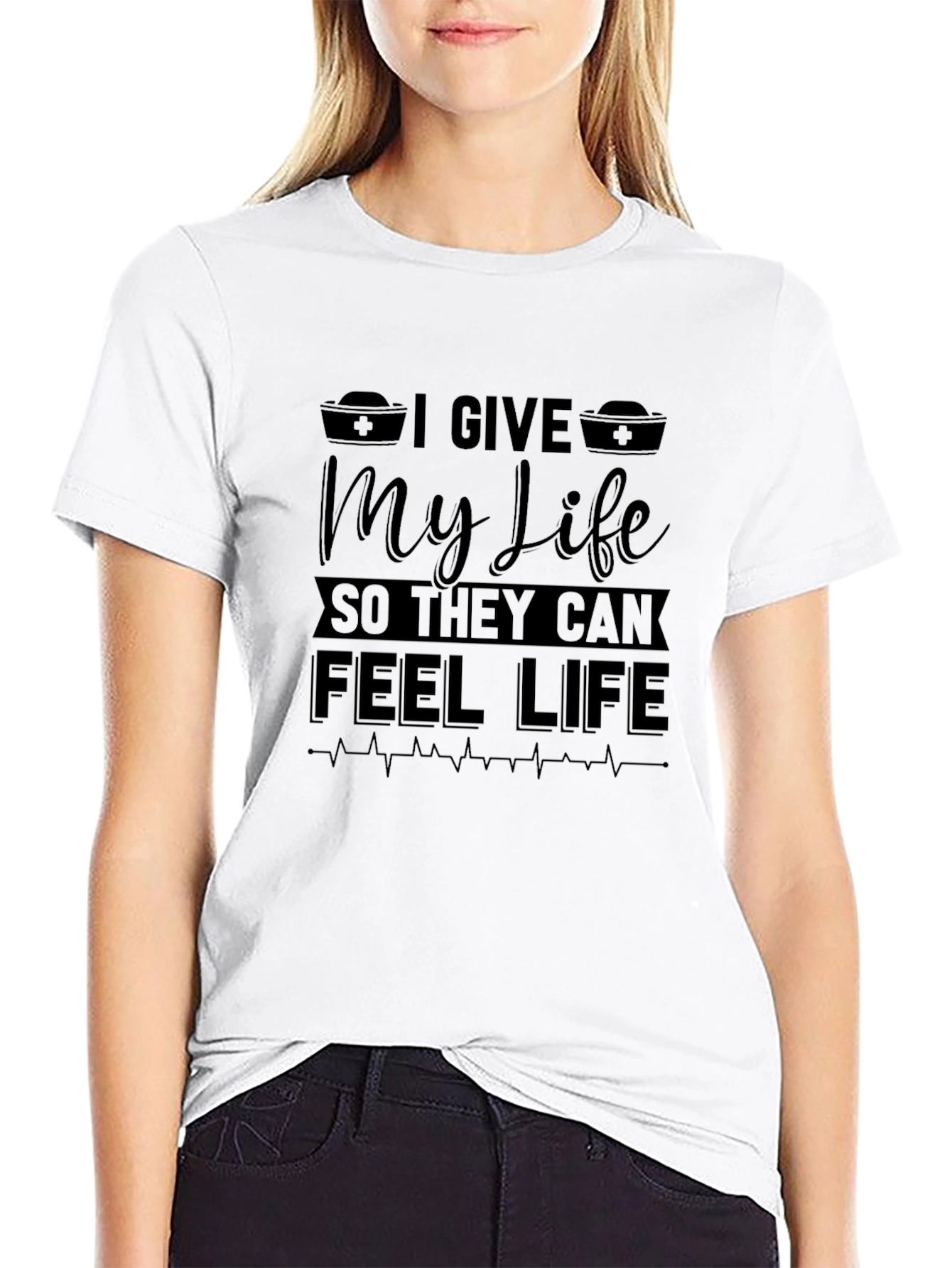 I Give My Life Nurse T-Shirt - Black Cotton