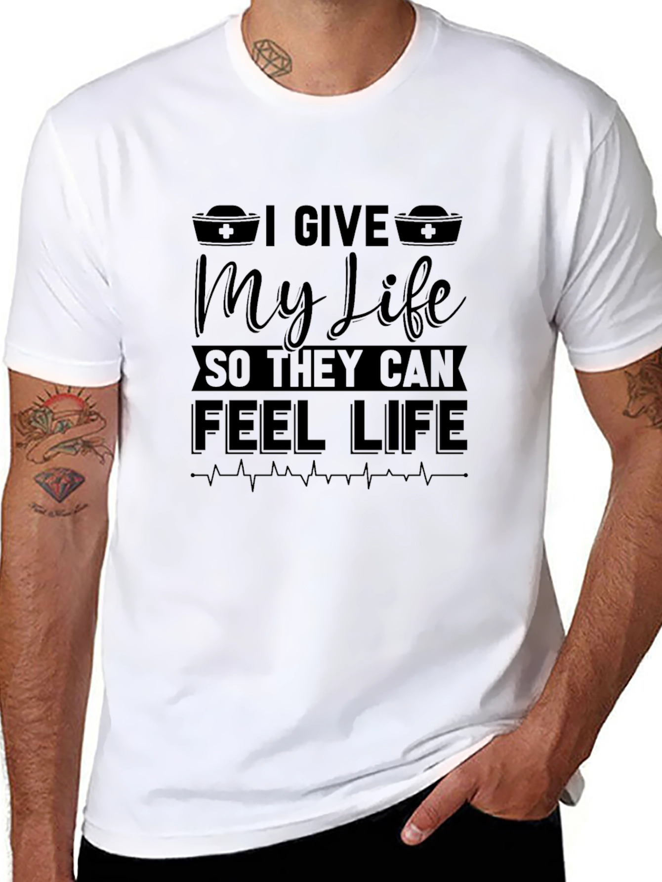 I Give My Life Nurse T-Shirt - Black Cotton
